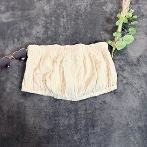 Cream Women's Elastic Tube Top - Lightweight Summer Staple Sz M